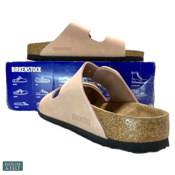 Birkenstock Arizona Big Buckle Soft Pink Nubuck Leather Sandals Women’s 7 NEW - Picture 7 of 15